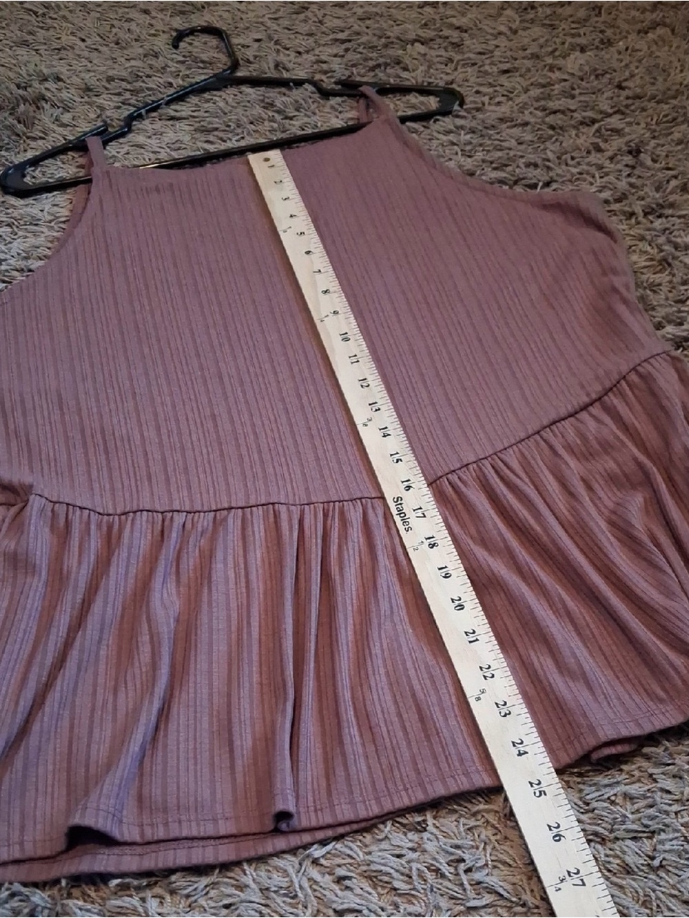 Women’s Mauve Ribbed Peplum Flowy Soft Tank Top Maurices 1x